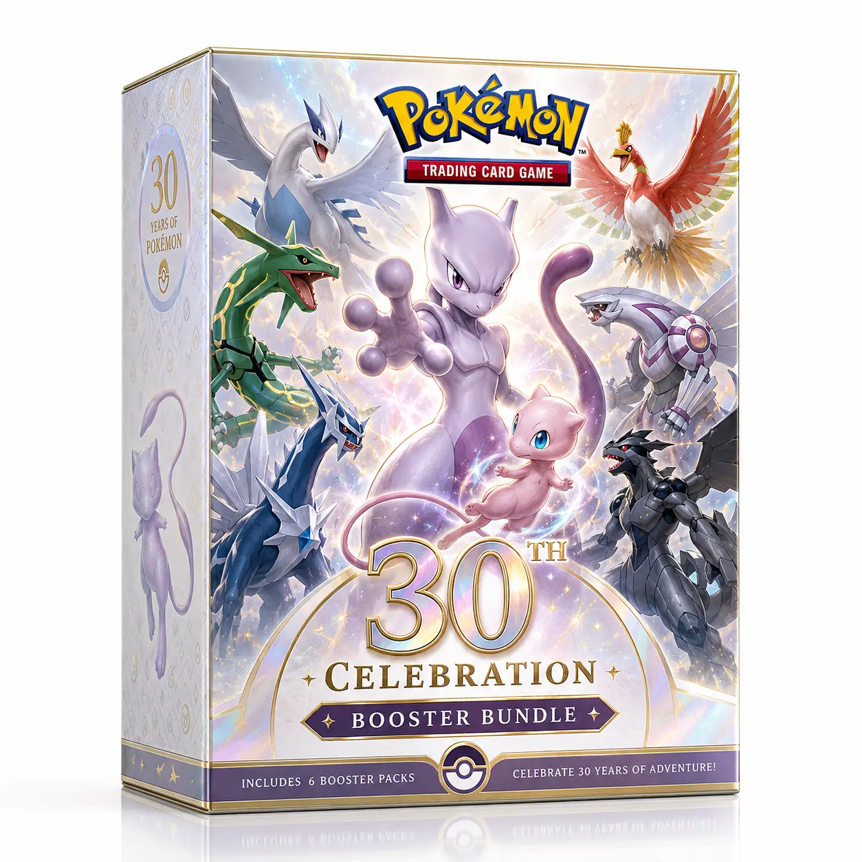 Pokémon TCG 30th Celebration Booster Bundle box with Mewtwo and legendary Pokémon artwork