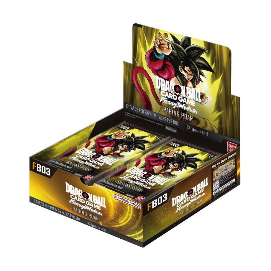 Dragon Ball Fusion World FB03 Raging Roar booster box and packs